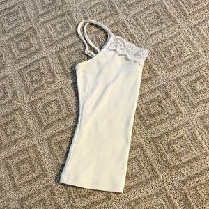 Abercrombie & Fitch White Ribbed Lace-Trim Cami